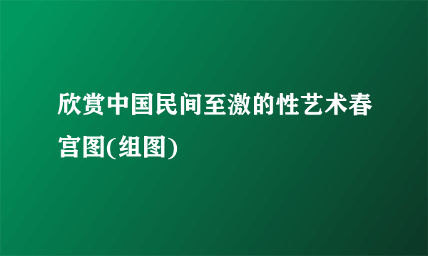 欣赏中国民间至激的性艺术春宫图(组图)