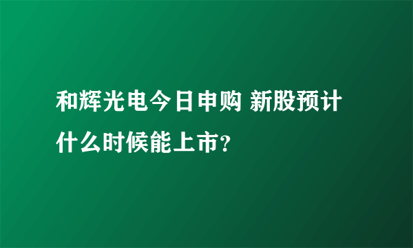 和辉光电今日申购 新股预计什么时候能上市？