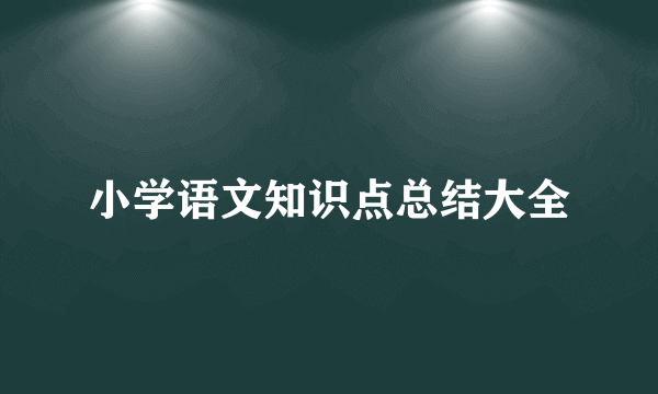 小学语文知识点总结大全