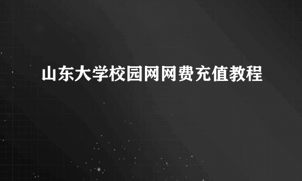 山东大学校园网网费充值教程