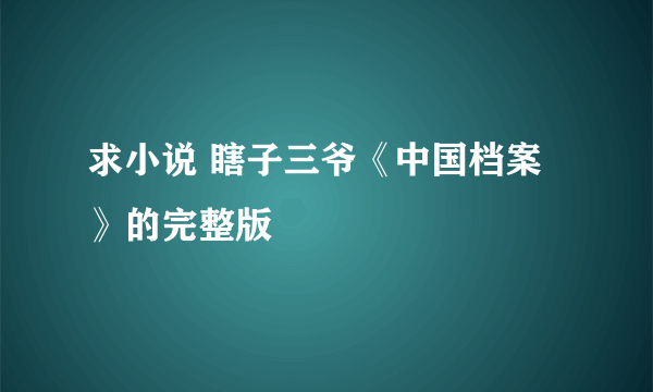 求小说 瞎子三爷《中国档案》的完整版