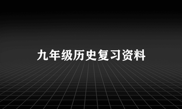 九年级历史复习资料