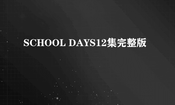 SCHOOL DAYS12集完整版