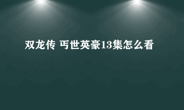 双龙传 丐世英豪13集怎么看