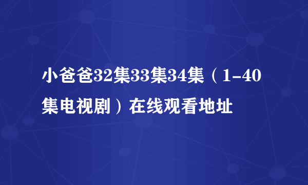 小爸爸32集33集34集（1-40集电视剧）在线观看地址