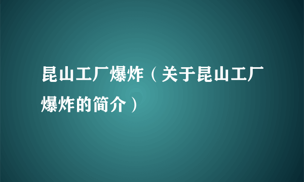 昆山工厂爆炸（关于昆山工厂爆炸的简介）