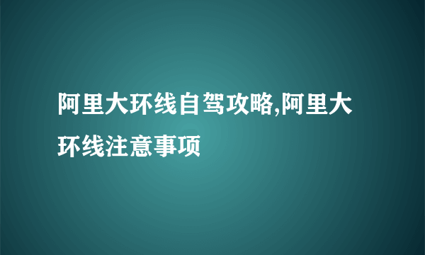 阿里大环线自驾攻略,阿里大环线注意事项