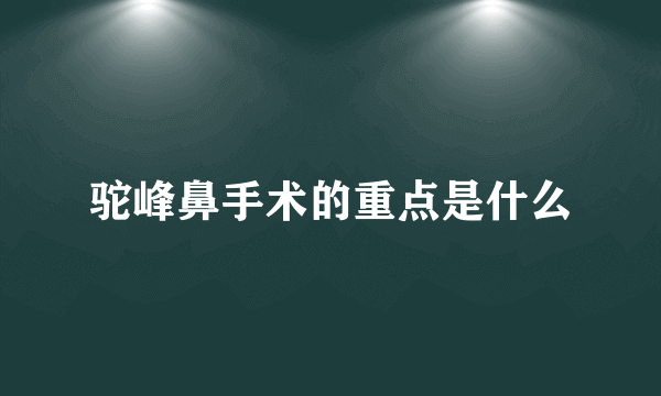 驼峰鼻手术的重点是什么