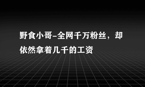 野食小哥-全网千万粉丝，却依然拿着几千的工资