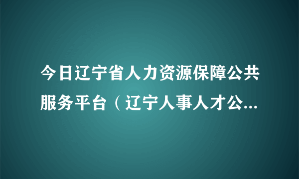 今日辽宁省人力资源保障公共服务平台（辽宁人事人才公共服务网怎么打不开呀）