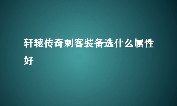 轩辕传奇刺客装备选什么属性好