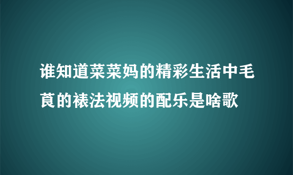 谁知道菜菜妈的精彩生活中毛莨的裱法视频的配乐是啥歌