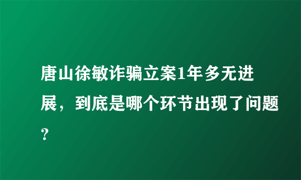 唐山徐敏诈骗立案1年多无进展，到底是哪个环节出现了问题？