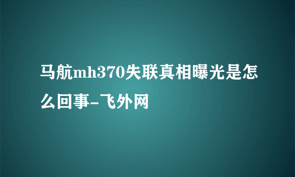 马航mh370失联真相曝光是怎么回事-飞外网