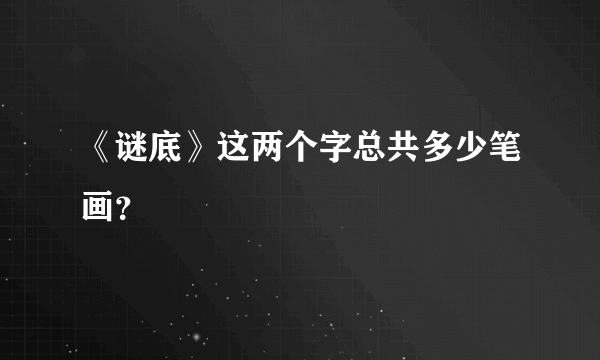 《谜底》这两个字总共多少笔画？