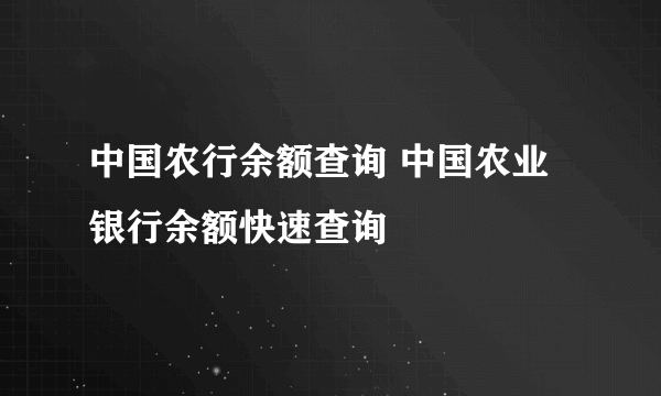 中国农行余额查询 中国农业银行余额快速查询