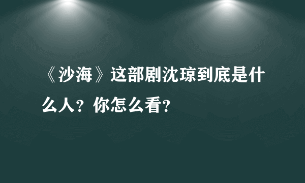 《沙海》这部剧沈琼到底是什么人？你怎么看？