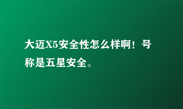 大迈X5安全性怎么样啊！号称是五星安全。