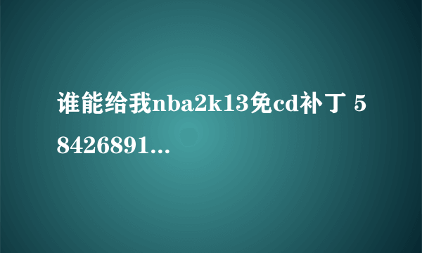 谁能给我nba2k13免cd补丁 584268914 谢谢了