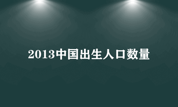 2013中国出生人口数量