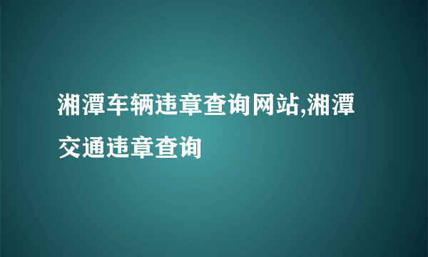 湘潭车辆违章查询网站,湘潭交通违章查询