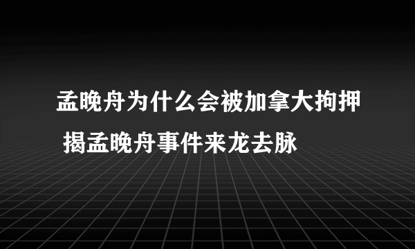 孟晚舟为什么会被加拿大拘押 揭孟晚舟事件来龙去脉