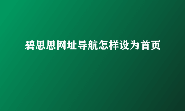 碧思思网址导航怎样设为首页