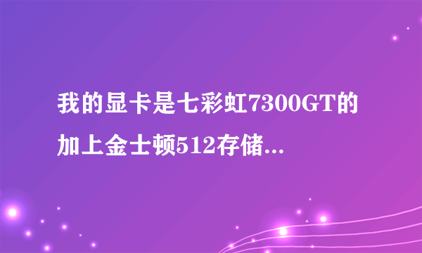 我的显卡是七彩虹7300GT的加上金士顿512存储空间在优化大师性能测试和他们集成显卡的差不多,高手指点下啊