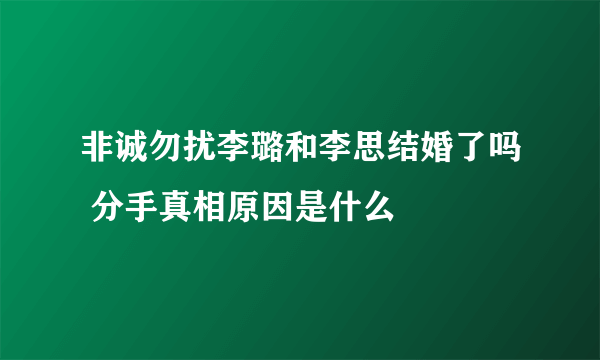 非诚勿扰李璐和李思结婚了吗 分手真相原因是什么