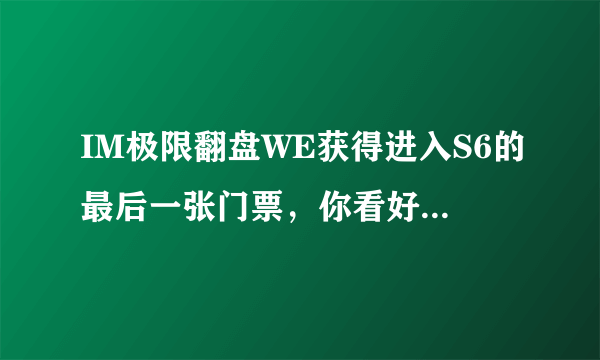 IM极限翻盘WE获得进入S6的最后一张门票，你看好这个队伍吗？