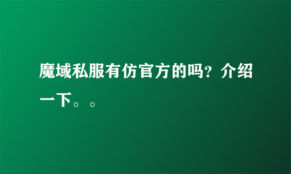 魔域私服有仿官方的吗？介绍一下。。