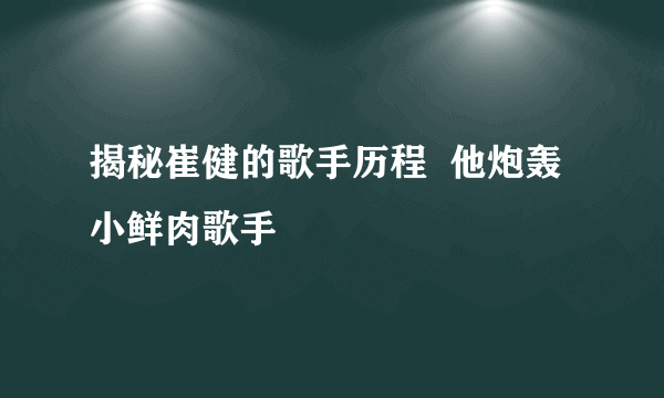 揭秘崔健的歌手历程  他炮轰小鲜肉歌手