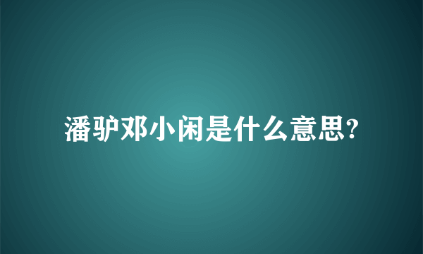 潘驴邓小闲是什么意思?