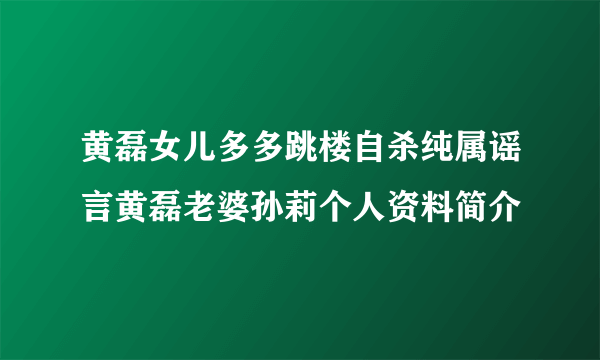 黄磊女儿多多跳楼自杀纯属谣言黄磊老婆孙莉个人资料简介