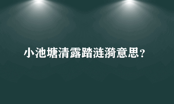 小池塘清露踏涟漪意思？