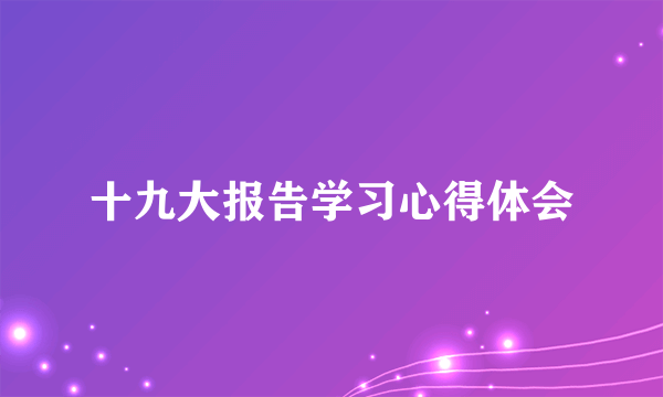 十九大报告学习心得体会