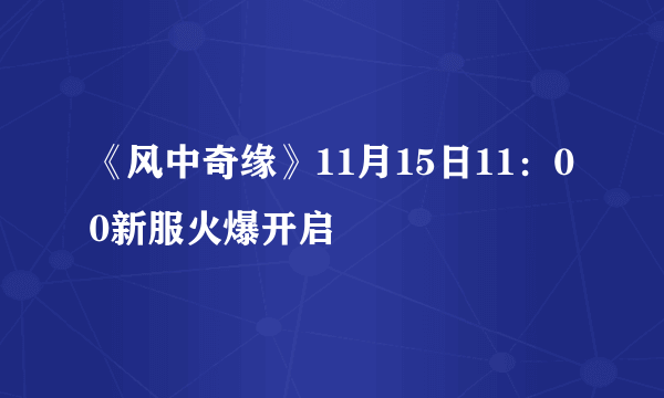 《风中奇缘》11月15日11：00新服火爆开启