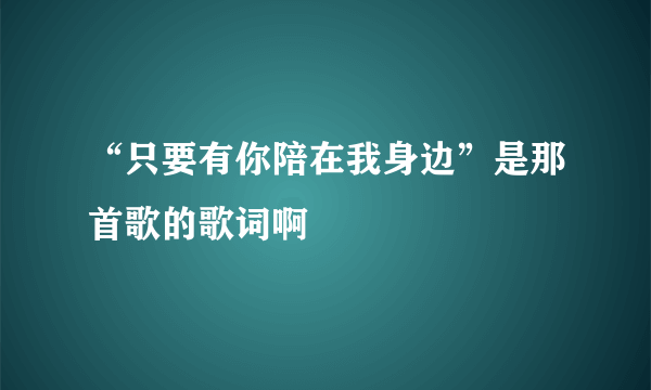 “只要有你陪在我身边”是那首歌的歌词啊