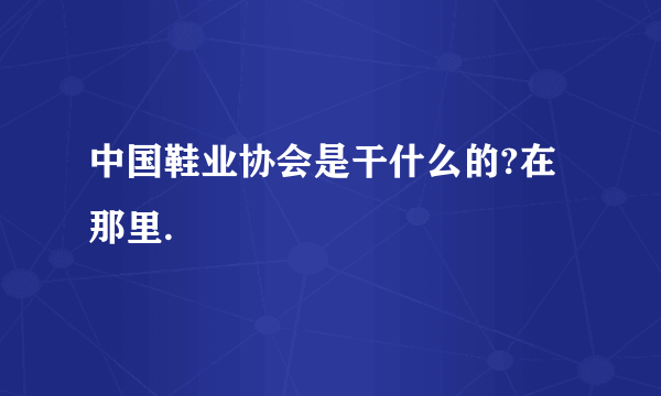 中国鞋业协会是干什么的?在那里.