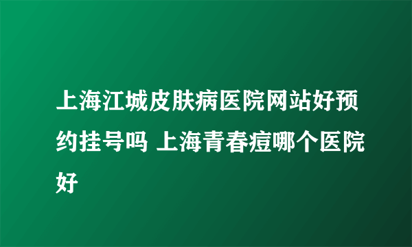 上海江城皮肤病医院网站好预约挂号吗 上海青春痘哪个医院好