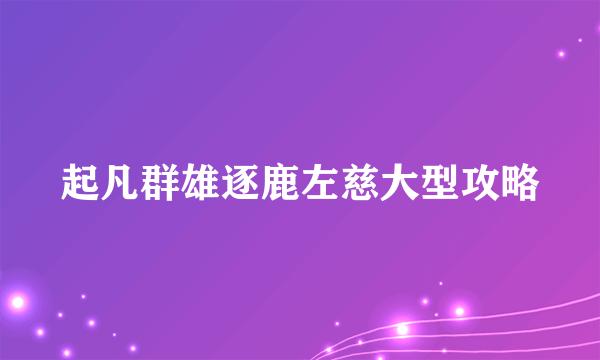 起凡群雄逐鹿左慈大型攻略