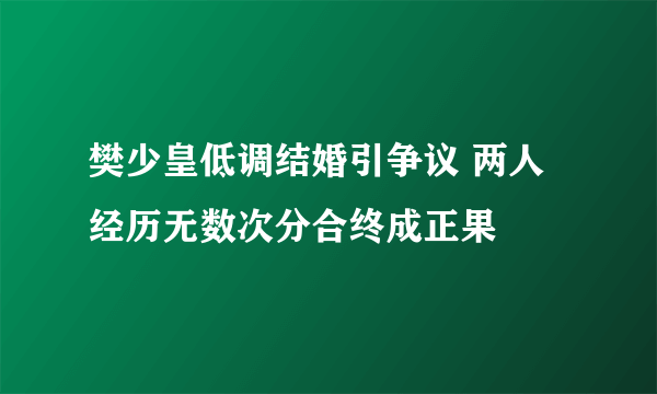 樊少皇低调结婚引争议 两人经历无数次分合终成正果