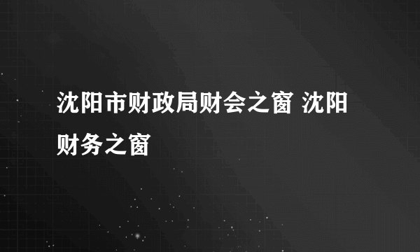 沈阳市财政局财会之窗 沈阳财务之窗