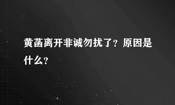 黄菡离开非诚勿扰了？原因是什么？