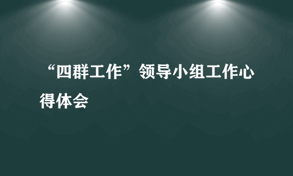 “四群工作”领导小组工作心得体会