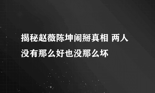 揭秘赵薇陈坤闹掰真相 两人没有那么好也没那么坏