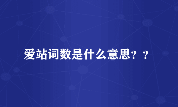 爱站词数是什么意思？？