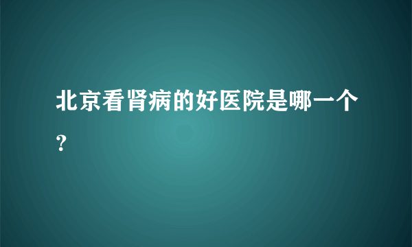 北京看肾病的好医院是哪一个？