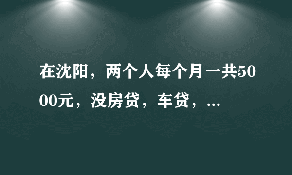 在沈阳，两个人每个月一共5000元，没房贷，车贷，够花吗？