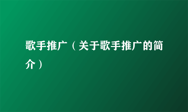 歌手推广（关于歌手推广的简介）